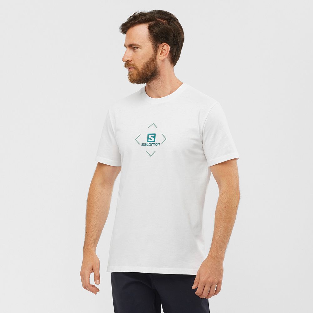 Salomon Singapore Mens T-shirts - SALOMON COTTON M White | 67902-VEOF